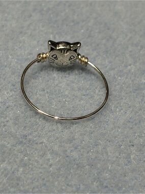 Silver Cat Charm Ring